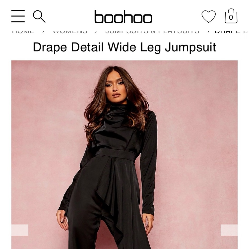 Bohoo Elegant Black Drape Jumpsuit